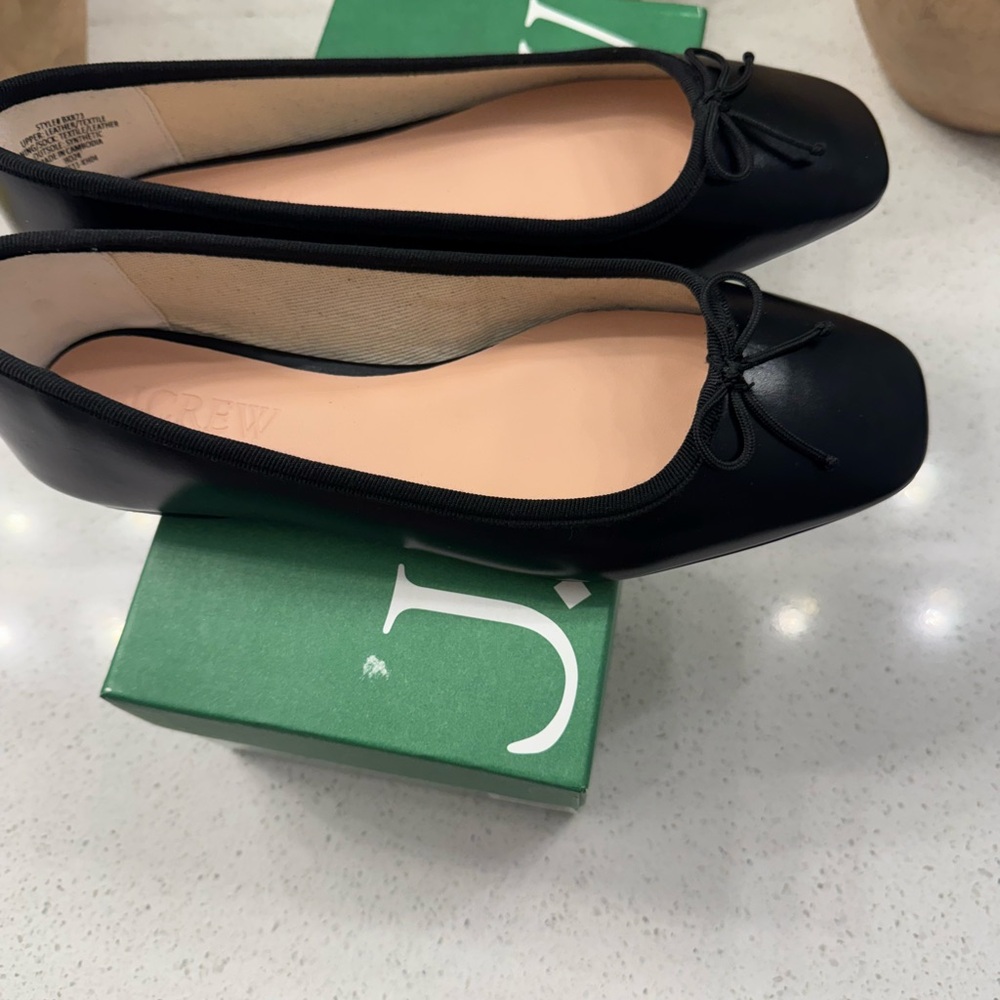J. Crew Black Leather Ballet Flats